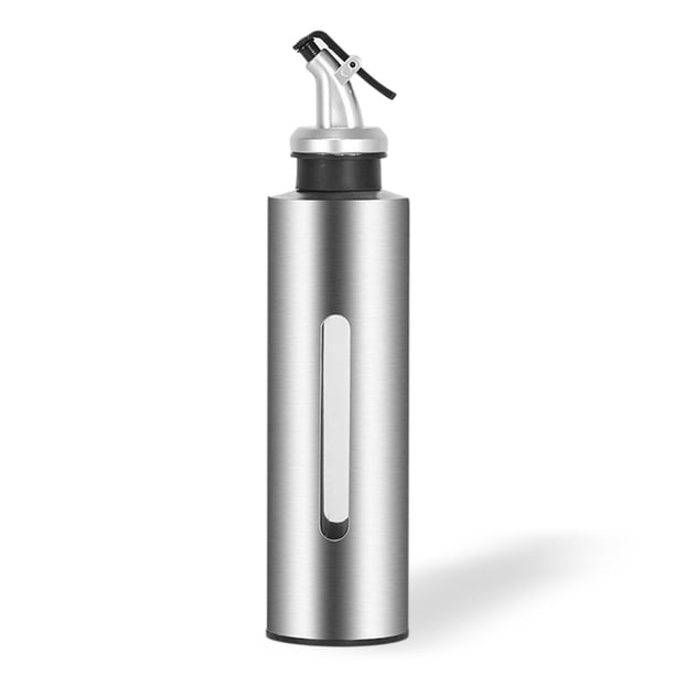 Matsuzay Botella de aceite de acero inoxidable, dispensador de soporte para salsa de vinagre, bote de almacenamiento Visual, utensilio para Cocina y Comedor 290ml