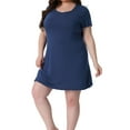 thumbnail image 4 of Agnes Orinda Women's Plus Size Nightgowns Short Sleeve Ruffle Mini Sleepwear Casual Lounge Sleepshirts Pajama Dress 2X Navy Blue, 4 of 6