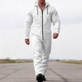 thumbnail image 2 of Men Hooded Long Sleeve Jumpsuit Full Zip Coverall with Multi Pockets for Workwear, 2 of 5