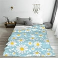 thumbnail image 4 of Daisy Flower Blanket Gifts for Women Girls Soft Warm Lightweight Cozy Blue Floral Throw Blankets for Bed Sofa Living Room Couch Home Decor 50"x60", 4 of 5