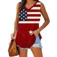 thumbnail image 2 of TEAJOPSUU Red White Blue Tank Tops for Womens Sleeveless Stars and Stripes V-Neck Comfy Blouses Summer Going Out Wear B-Red, 2 of 6