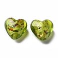 thumbnail image 2 of Handmade Lampwork Silver Foil Glass Beads Heart Green 15~16x15.5x9~10mm Hole: 1.2mm Silver Foil, 2 of 3