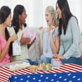 thumbnail image 6 of JoyMoreHome 54 x 108 Inch American Flag Disposable Plastic Tablecloth - Stars and Stripes Design for Dining, Picnic, 4th of July Patriotic Memorial Day Indoor Outdoor Decorations, 6 of 8