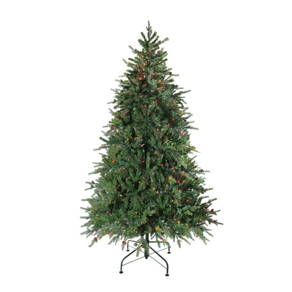 Northlight Multi-Color Prelit Incandescent Green Hunter Fir Full Christmas Tree, 7.5'