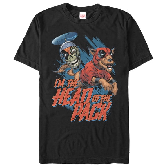 Men's Marvel Dogpool Headpool Head of Pack Graphic Tee Black 2X Large