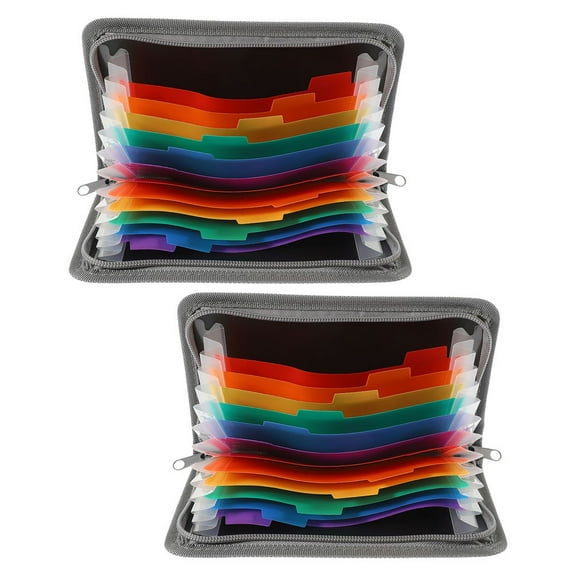 FRCOLOR 2pcs Mini Accordion Folder with Zipper Expanding Receipt and Coupon Organizer Multi Pocket for Bill Storage