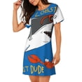 thumbnail image 2 of Fotbe Shark With Sunglasses and Lobste Bata de Dormir para Mujer con Estampado, Camisón de Algodón de Manga Corta, Ropa de Dormir Casual, 2 of 6