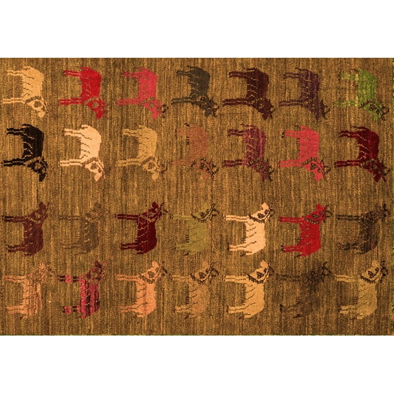 Ahgly Company Indoor Rectangle Abstract Orange Modern Area Rugs, 8' x 10'