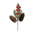 thumbnail image 1 of Rama de pino artificial con frutos rojos, realista, para manualidades navideñas. Longitud 24cm, 1 of 9