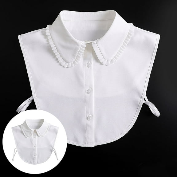 WRITWAA White Chiffon Women's Detachable Fake Collar Decorative Half Shirt Blouse for Parties and Special Events
