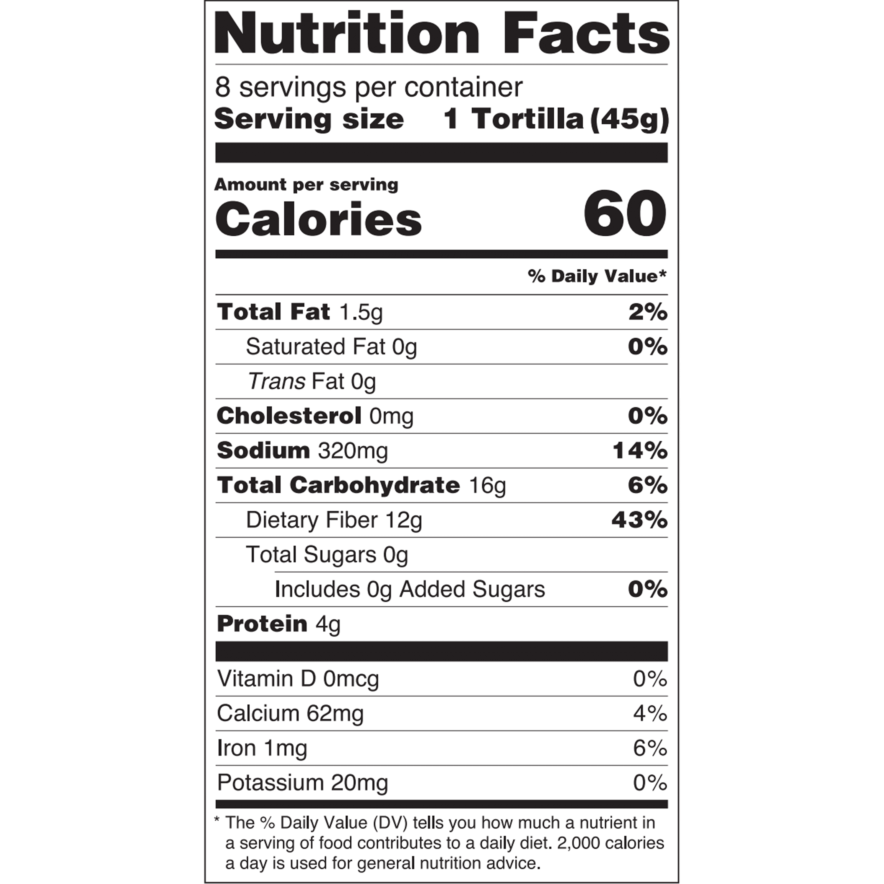 Olé Mexican Foods Xtreme Wellness High Fiber Keto Certified Flour Tortilla Wraps, 12.7 oz, 8 Count