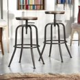thumbnail image 3 of Homy Casa 2 Pack Walnut Adjustable Height Sewing Stools, Industrial Design, Durable Metal Frame with Wooden Seat, 3 of 6