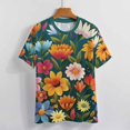 thumbnail image 3 of Nostalgic Vintage Floral Women's Short Sleeve Tops Casual Blouses T Shirt, 3 of 6