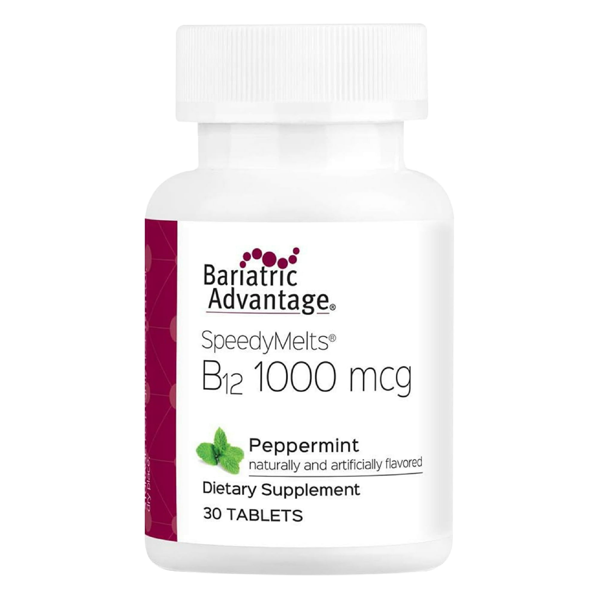 Bariatric Advantage SpeedyMelts Vitamin B12 - 1000 mcg - For Bariatric Surgery Patients - Fast-Dissolve, Great-Tasting Formula - Folate Supplements - Brain Health Support* - 30 Count - Peppermint