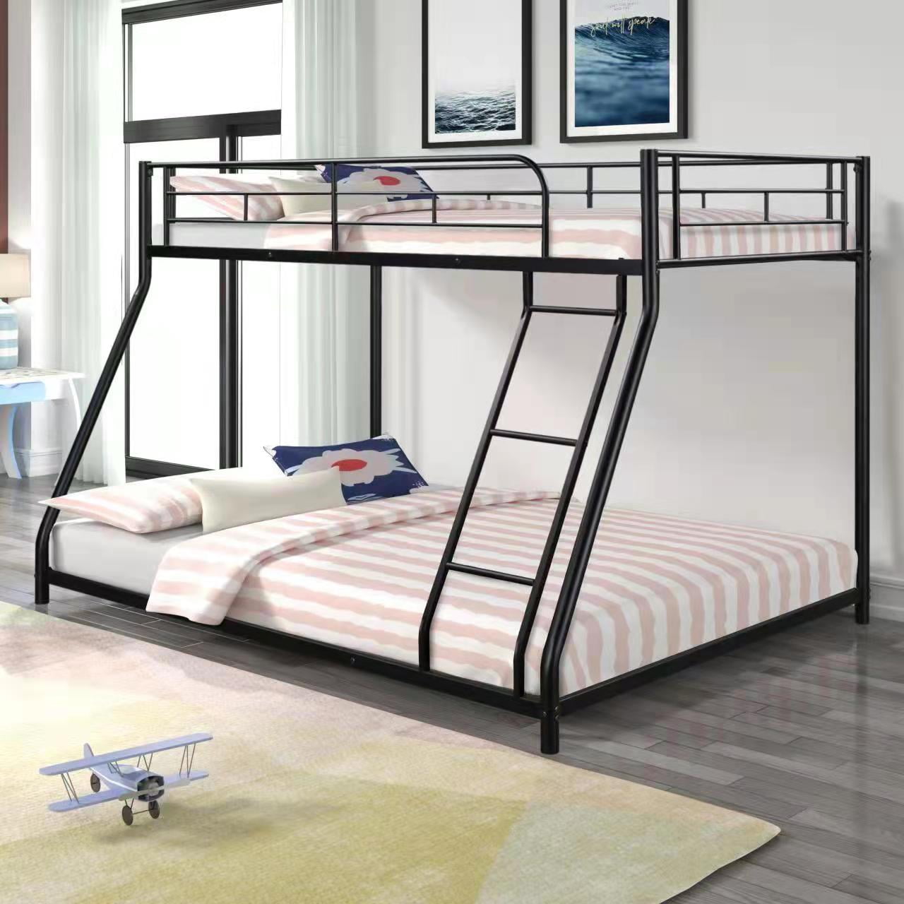 Twin Over Full Bunk Bed Black Frame Home Living Dorm Bedroom Furniture Metal 