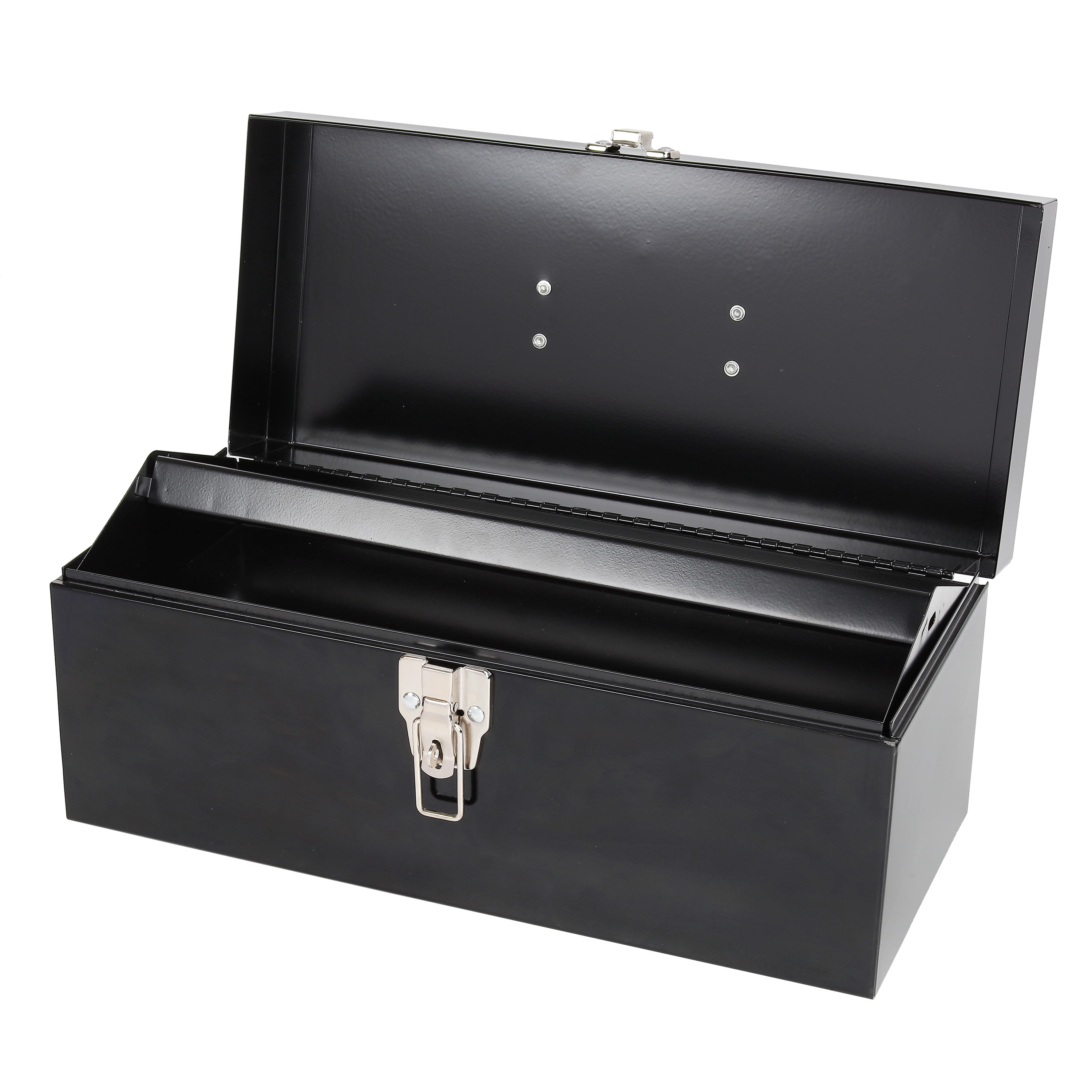 Hyper Tough 16-inch Black Metal Toolbox with Removable Tray