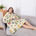 thumbnail image 5 of Oversized Wearable Blanket Hoodie,Princess Floral Garden Pattern Sherpa Blanket Hoodie with Super Pockets,Super Warm Fuzzy Pullover for Women & Men, 5 of 6