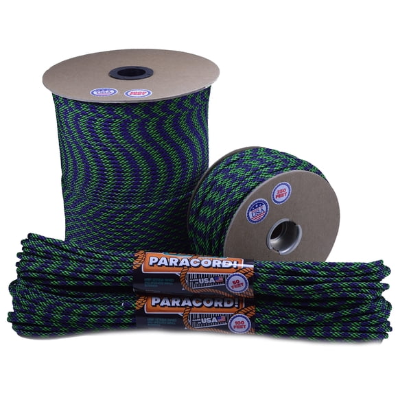 Bored Paracord - 1', 10', 25', 50', 100' Hanks & 250', 1000' Spools of Parachute 550 Cord Type III 7 Strand Paracord Well Over 300 Colors - Dark Matter - 250 Foot Spool