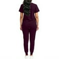 thumbnail image 4 of DENGDENG Uniform Scrubs for Women Sets Work Nursing Uniform V Neck Short Sleeve Scrub Top and Elastic Waist Jogger Pants Stretch Nurse Quick Drying Scrubs Set with Pockets,Wine S, 4 of 4