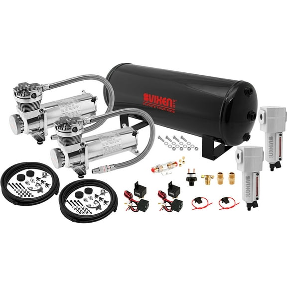 Vixen Air Suspension Kit for Truck/Car Bag/Air Ride/Spring. On Board System- Dual 200psi Compressor, 3 Gallon Tank. For Boat Lift,Towing,Lowering,Load Leveling,Bags,Onboard Train Horn VXO4831DCF