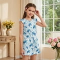 thumbnail image 4 of ZIATUBLE4S Sea Turtle Print Girls Summer Romper Ruffle Cap Sleeves One-Piece Short Jumpsuit Soft Comfort Kids Casual Playsuit with Pockets for 5-6 Y, 4 of 6