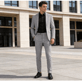 thumbnail image 3 of HBDesign Men's 2 Piece Seersucker Suit Set Lightweight Breathable Striped Blazer Pants for Business Casual Wedding Daily Wear Multiple Colors, 3 of 8