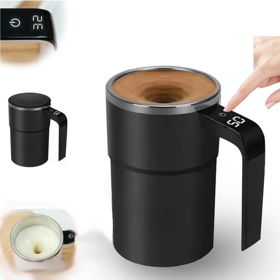 Self Stirring Coffee Mug USB Rechargeable Temperature Display Stainless Steel Travel