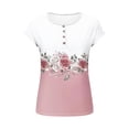 thumbnail image 5 of Roncen Women's Casual Short Sleeve T-Shirts Summer Basic Crew Neck Loose Fit Henley Shirts, 5 of 8