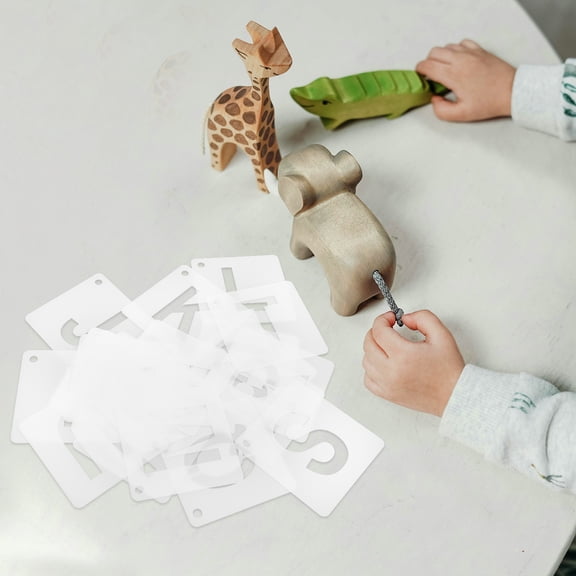 Masteelf Reusable PET Letter Stencils for DIY Craft and Early Education White Creative Templates A-Z