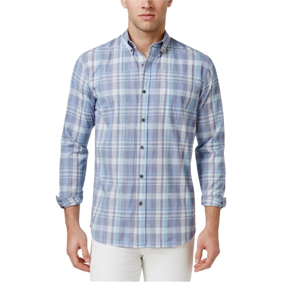 Weatherproof Mens Michael Button Up Shirt, Blue, Small