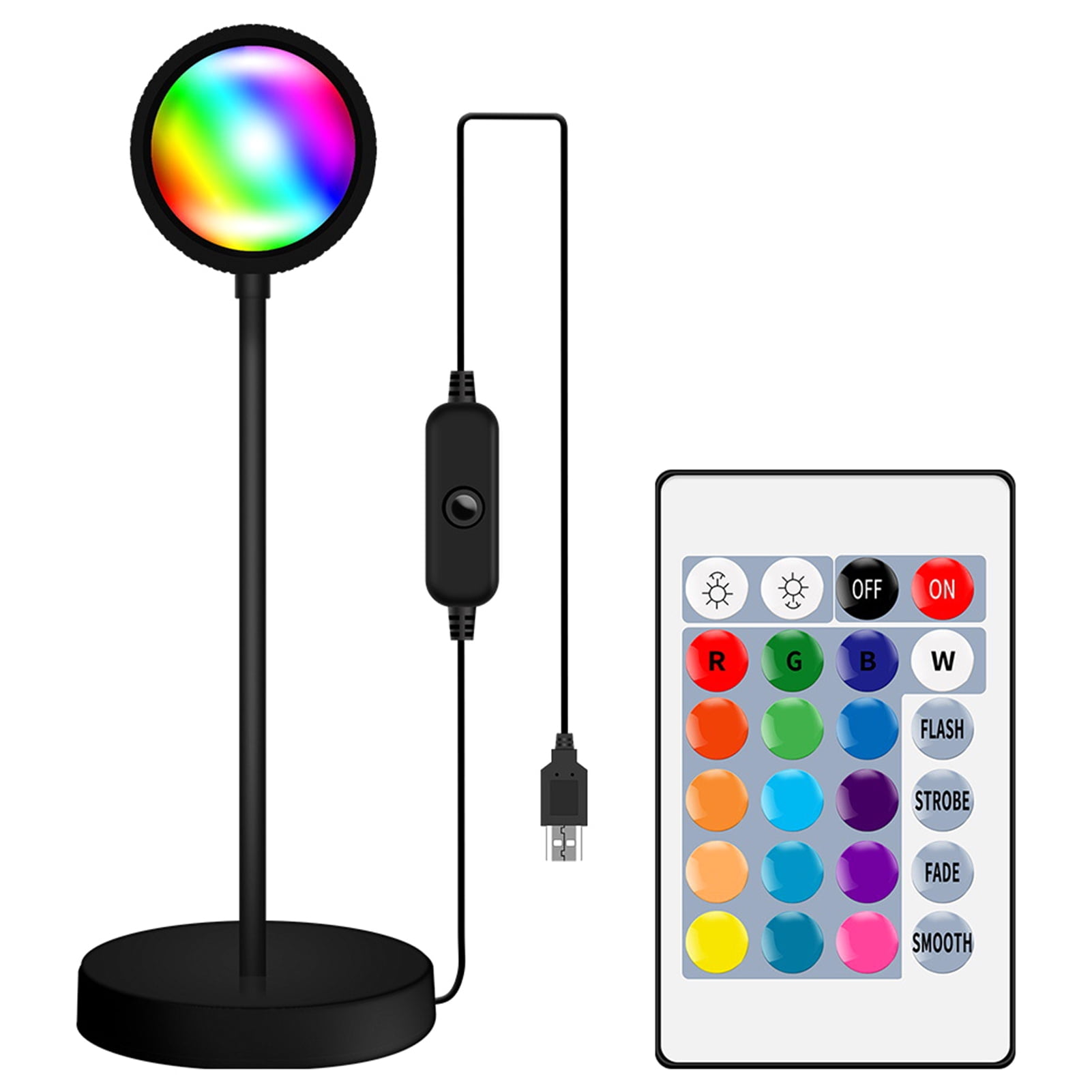 TLZGCNMD Sunset Projection Lamp, Sunset Lamp with Remote RGB 16 Colors,  360° Rotation Sunset Light Projector, Rainbow Projection Lamp LED Night  Light for Bedroom, Party, Photography 