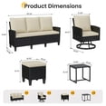 thumbnail image 5 of UDPATIO Outdoor Conversation Set,9 Pieces Patio Furniture Set, All-Weather Wicker Rattan Outdoor Sectional Sofa Set with Ottoman and Swivel Chairs for Poolside, Backyard，Black Wicker Beige Cushions, 5 of 7