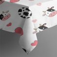 thumbnail image 3 of White Cow Heart Egg Pattern Rectangle Tablecloth 60"x84",Waterproof Polyester Rectangle Table Cloth, Wipeable Spillproof Polyester Tablecloth for Dining, Camping, Indoor and Outdoor, 3 of 5
