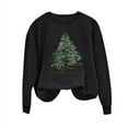 thumbnail image 5 of Womens Crew Neck Pullover Sweater Blouses Xmas Graphic Sweatshirt Tops Christmas Tree Print Sweatshirt Fall Casual Trendy Sweatshirt Hooded Pullover Tops, 5 of 7