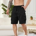 thumbnail image 2 of BVOFAR Mens Cargo Shorts Lightweight Twill Knee Length Bermuda Elastic Waist Hiking Running Shorts for Men Black L, 2 of 7