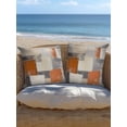 thumbnail image 5 of Outdoor Pillows Waterproof, Burnt Orange Grey Bedding Throw Pillows with Insert for Couch Sofa Bed, Modern Abstract Oil Painting 16x16 Inch Pillowcases Decorative Camping Patio Pillow Set of 1, 5 of 8