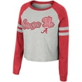 thumbnail image 2 of Women's Colosseum Heather Gray Alabama Crimson Tide I'm Gliding Here Raglan Long Sleeve Cropped T-Shirt, 2 of 3