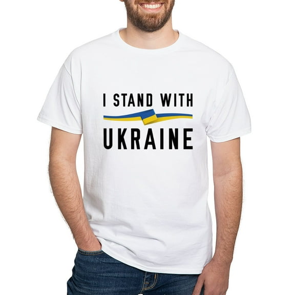 CafePress - I Stand With Ukraine White T Shirt - Men's White Classic Cotton T-Shirts