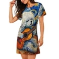 thumbnail image 2 of Easygdp Dog Guitar Starry Night Camisón de manga corta para mujer, informal, estampado, 2 of 6