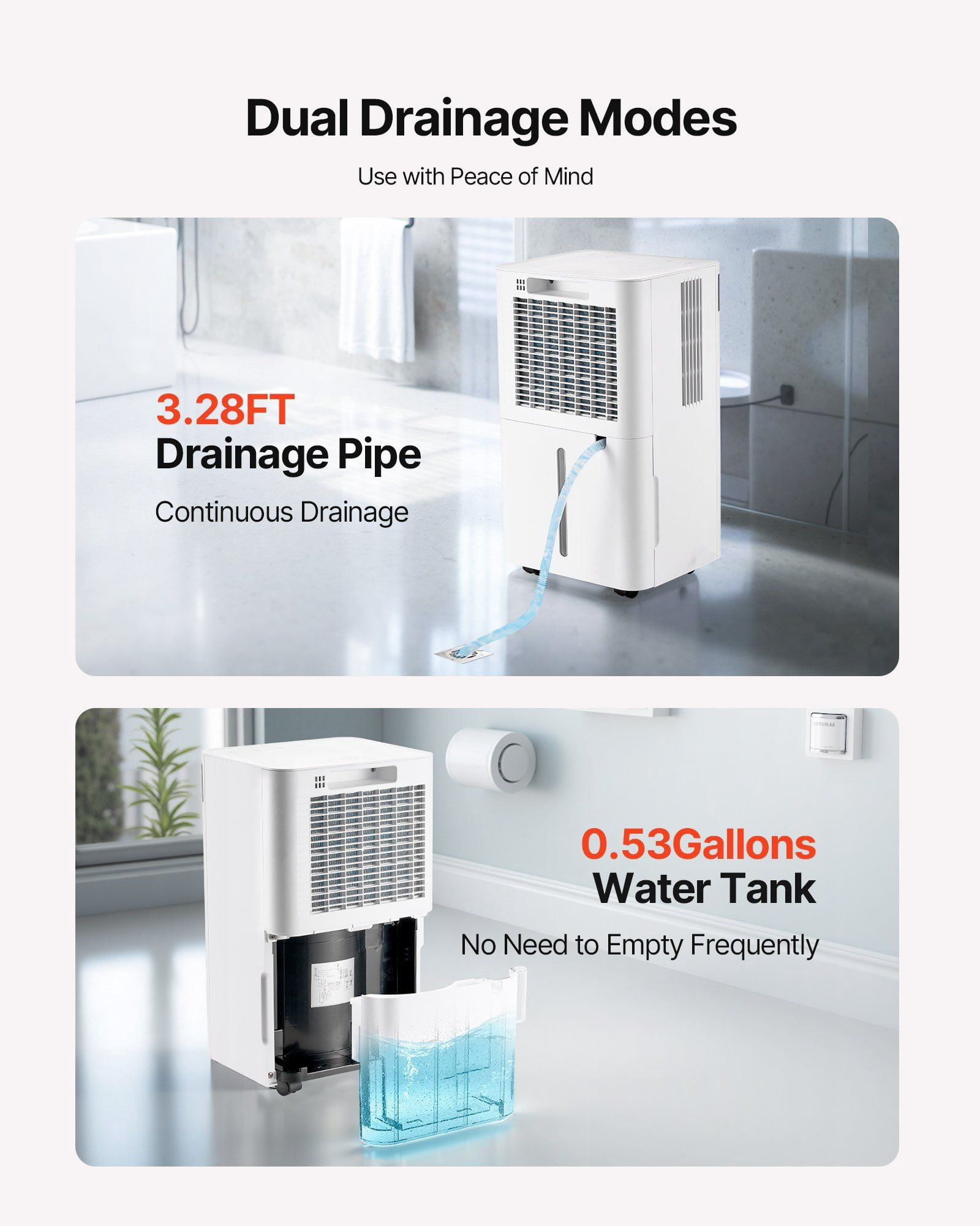 35 Pint Dehumidifier for Home and Basement, Smart Humidity Control with Auto, Continuous, and Sleep Modes, Low Noise 38dB Operation, LED Display, Dual Drainage Options, Room Dehumidifier