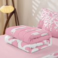 thumbnail image 5 of Manfei Vintage Cow Spot Zipper Twin Comforter Sets with Fitted Sheet and 2 Pillowcases,Minimalist Animal Pattern Zipper Bedding Set,Pink White,Reversible, 5 of 7