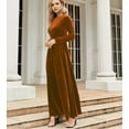 thumbnail image 7 of Women's Fall Dresses Long Sleeve Velvet Formal Maxi Dress with Belt Casual Cocktail Wedding Guest Party Long Dress, 7 of 7