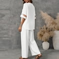 thumbnail image 7 of Summer 2 Piece Sets,Casual 2 Piece Outfit for Women Summer Half Sleeve Shirt and Wide Leg Pants Set, 7 of 7