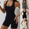thumbnail image 2 of Skymirror Women Yoga Romper U Neck Sleeveless Skinny Backless Butt-lifted Solid Color Padded Stretchy Fitness Gym Pilates Workout Activewear Clothes, 2 of 8