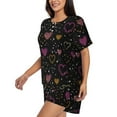 thumbnail image 2 of "Wukai Heart and Stars Women's Pajama Set - Short-Sleeve Top and Shorts with Elastic Waistband and Pockets for Loungewear, Yoga, and Casual Wear-X-Large, 2 of 8