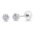 thumbnail image 5 of Gem Stone King Platinum White Lab Grown Diamond Stud Earrings for Women Men (0.54 Cttw, Gemstone April Birthstone, Round 4MM), 5 of 6