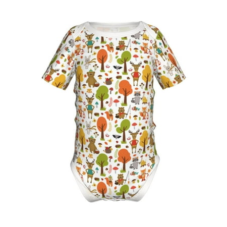 

Junzan Animals Forest Print Short-Sleeve Baby Climbing Clothes Bodysuits for Infant One-Piece for Baby Boys & Girls Baby Clothes Baby Romper with Snap Closure-18 Months