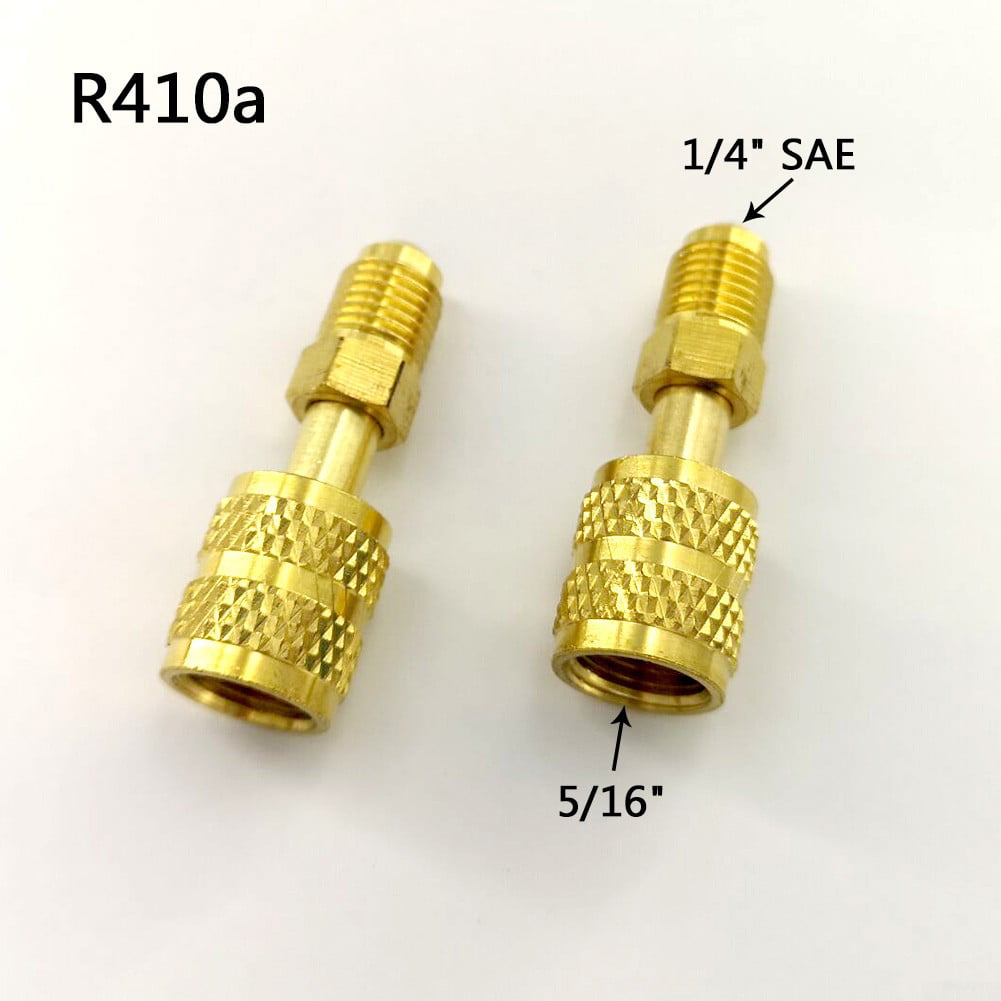2x Brass R410a Adapters 5/16 SAE Female Quick Couplers To 1/4 SAE Male Flare New 