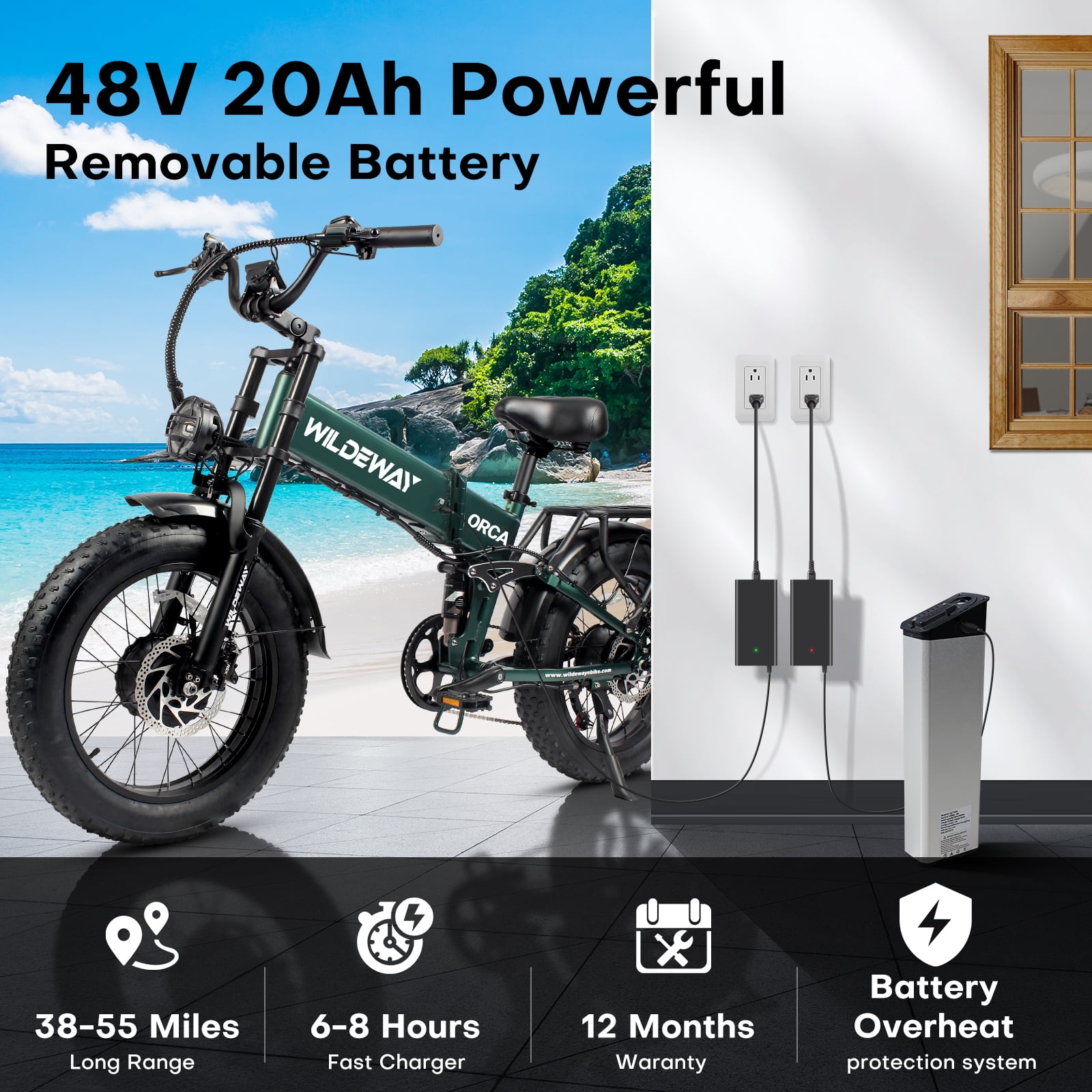 2300W Foding Dual Motor Electric Bike for Adults 20'' 48V 20Ah Ebike 55Miles Long Range 4.0 Fat Tire Off Road E-mountain bike Full Suspension Hydraulic Brake Electric Bicycles UL2849