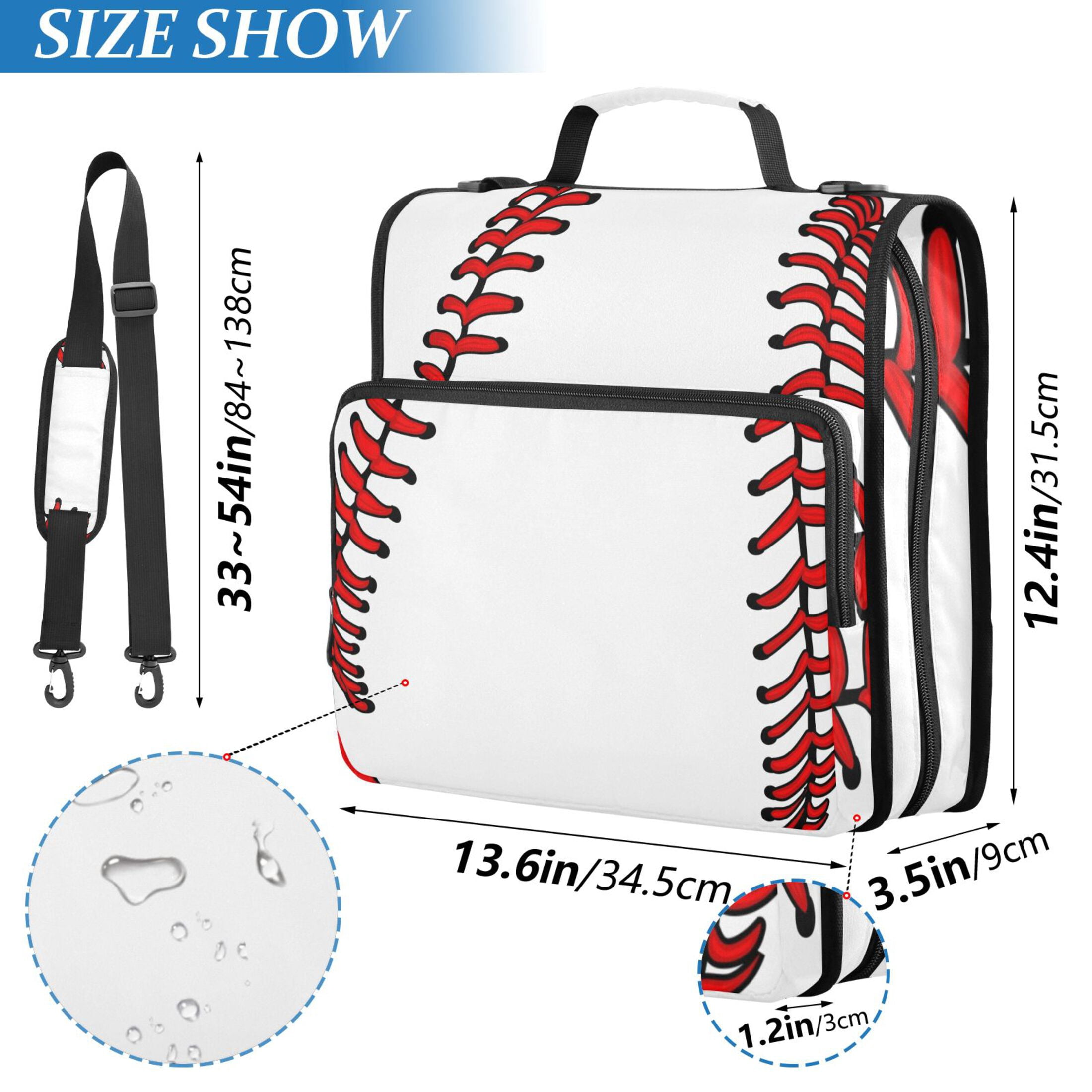 ALAZA Zipper Binder Baseball White 3 Ring Trapper Keeper File Folder Organizer Bag